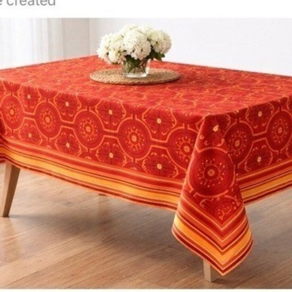 Bobby Flay Medallion Print Tablecloth - Red/Orange 60x84
